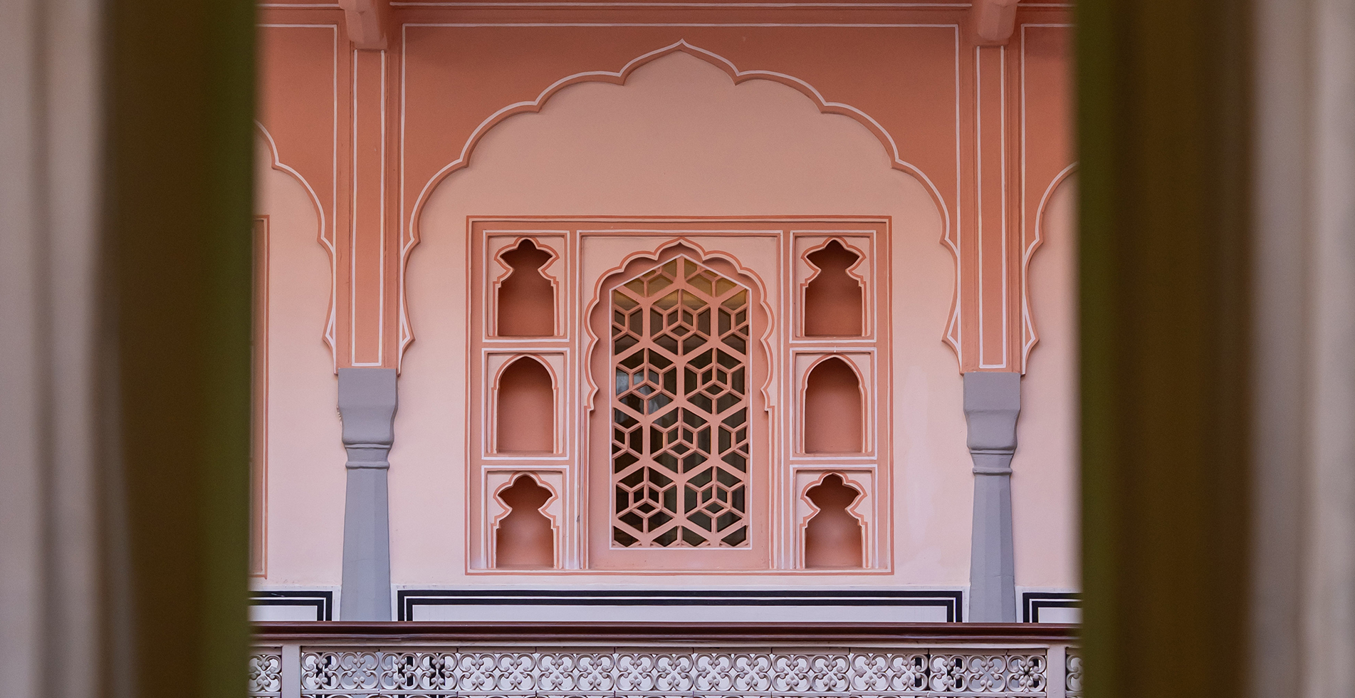 Pink jali screen architecture at Padmaa Jaipur