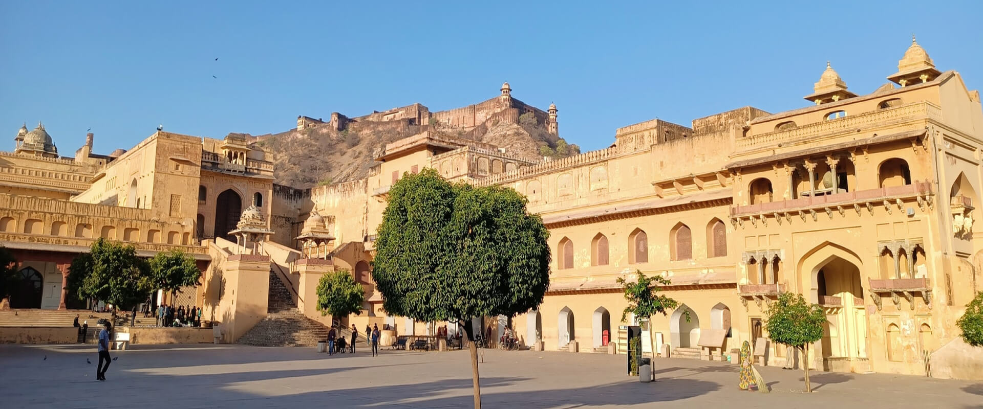 Golden hour light over Jaipur heritage architecture